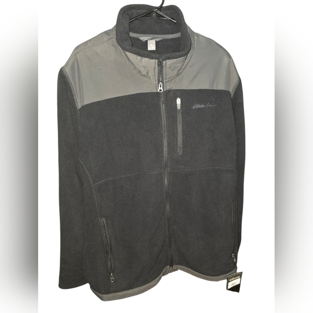 New Eddie Bauer Mens Blk 2XL Polartec Wind Pro Full Zip Windcutter Fleece Jacket